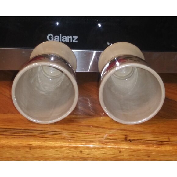 2 VTG Lenox Wamsutta Springs Tumblers Bathroom Floral glazed Ceramic taupe beige - Picture 8 of 12